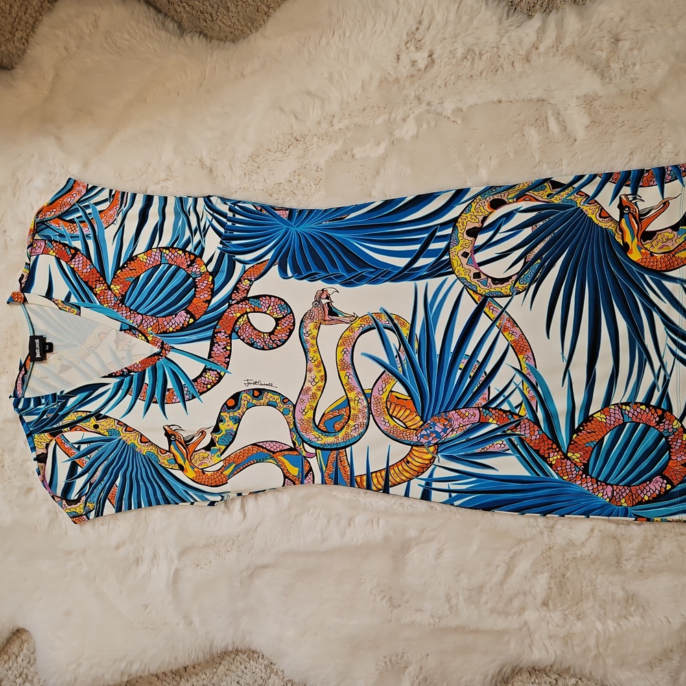 Just Cavalli Exotic Snake & Palm Dress Size: IT 50 Fits US 12-14 XL - Picture 4 of 16